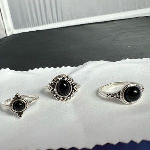 3 Sliver black rings